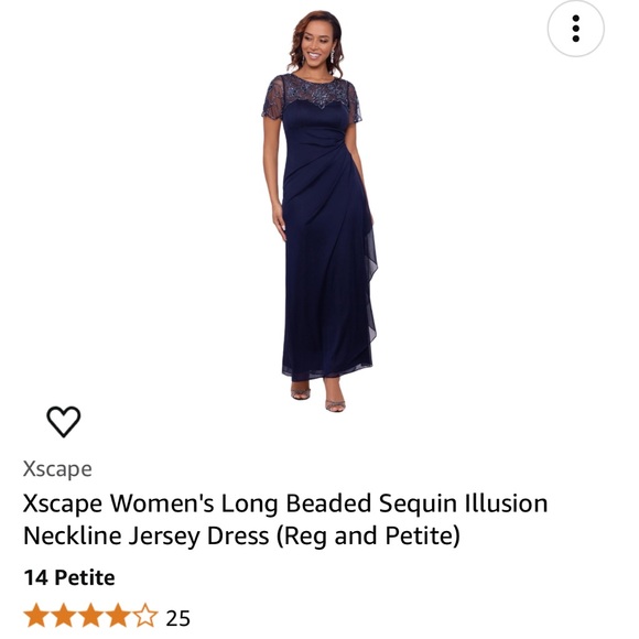 XScape floor length Gown Navy Blue
size 14 petite Flutter sleeves - Picture 9 of 12